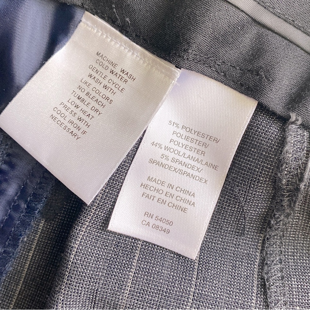 JONES NEW YORK NAVY WOOL BLEND PINSTRIPE WIDE LEG PANTS CAREER Blue 12 - Picture 7 of 7